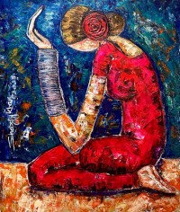 Shazly Khan, A whispered dua in complete submission-2, 30 x 36 Inch, Acrylic on Canvas, Figurative Paintings, AC-SZK-150